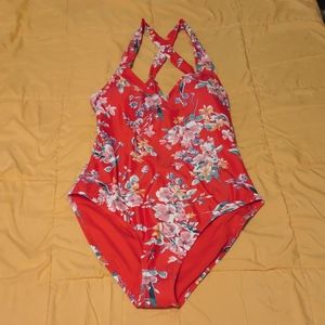 Beautiful red one piece bathing suit.